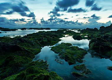The blue hour in the beach