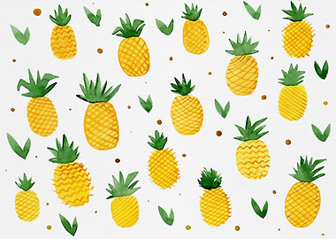 Watercolor pineapples