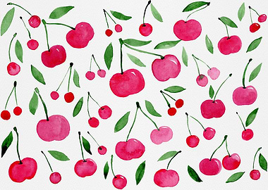 Watercolor cherries