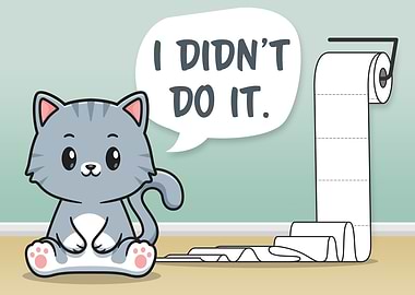 Messy Cat Funny Bathroom 1