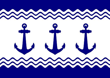 Navy Blue White Anchor