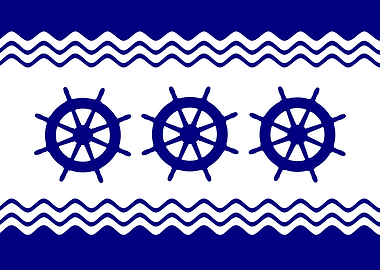 Navy Blue White Ship Helm