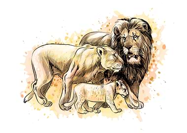 Family of lions