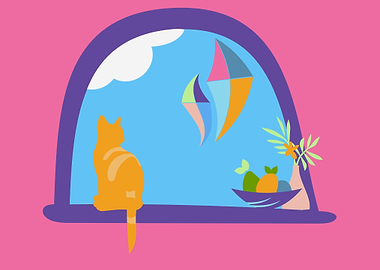 Cat Looking at Kites