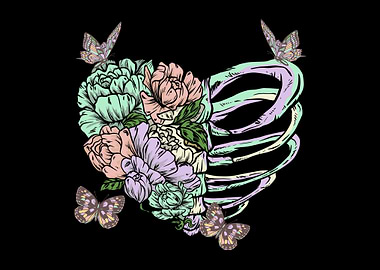 Pastel Goth Skeleton Heart