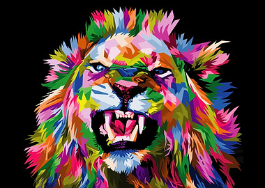 colorful lion vector