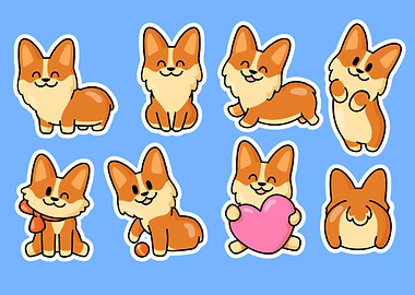 Cute corgi puppy stickers