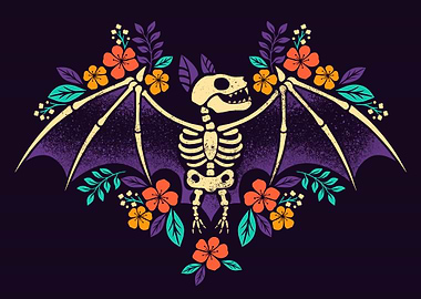 Flowered bat skeleton