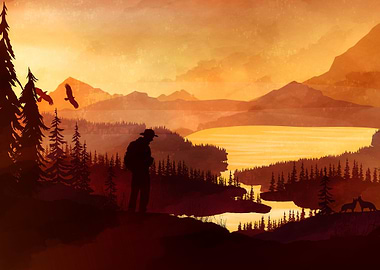 Sunset Lake Landscape