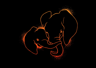 Cute Elephant Mama Baby