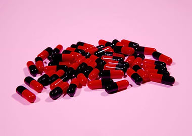 Pills lot pink background