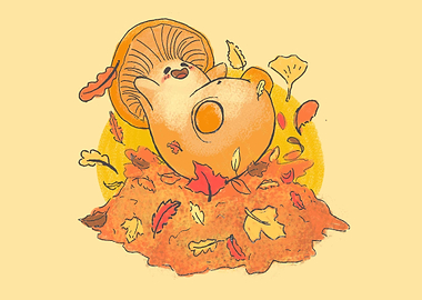 Autumn Leaf Pile Mushroom