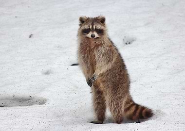 Raccoon In The Snow