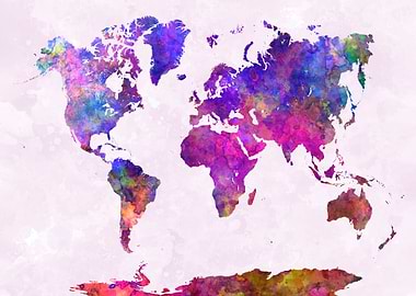 watercolor world map