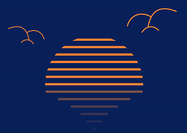 simple sun set retro