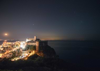 Night sky stars over sea