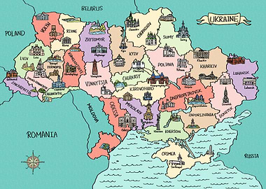 Ukraine Colorful Map