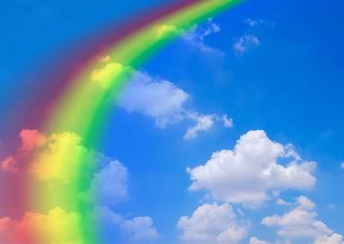 Rainbow on blue sky