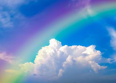 Rainbow on blue sky