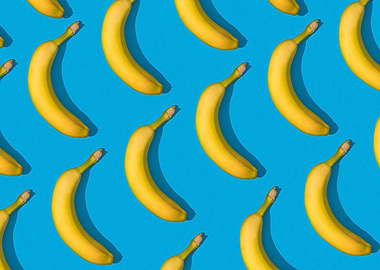 Bananas on blue background