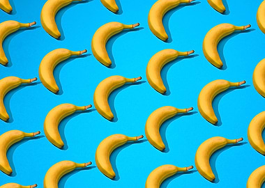 Bananas on blue background