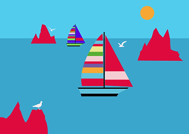 Sailing Boats Cliffs Sea