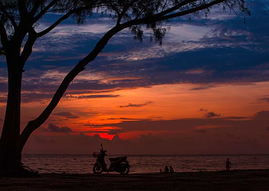 Sunset on the exotic beach