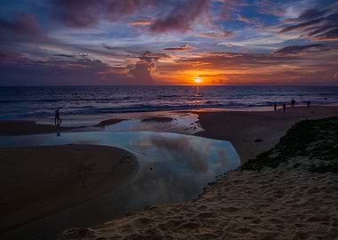 Sunset on the exotic beach