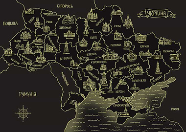 Glowing Ukraina Map