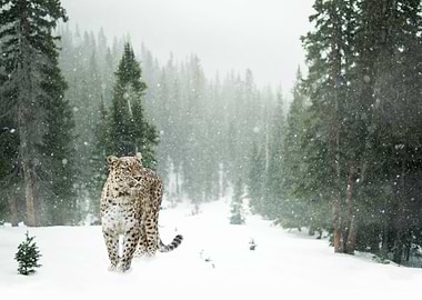 Leopard in the snow