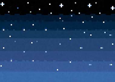 8bit pixel art sky at nig