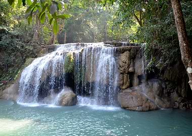 Waterfall in Forest Nature