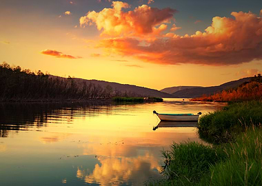 Summer sunset on the lake