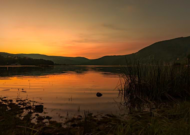 Autumn sunset on the lake