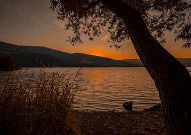 Summer sunset on the lake