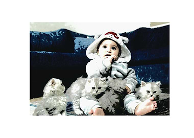 the babys with sweets cats