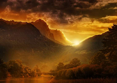 Sunset on a valley