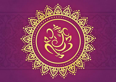 Hindu Ganesh Purple Yellow