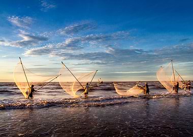 Starting new day on beach