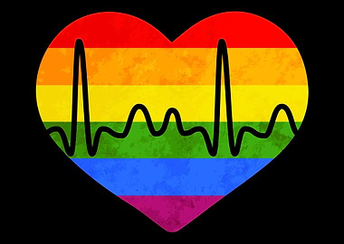 LGBTQ Flag Colorful Heart