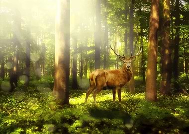 Elk in forest