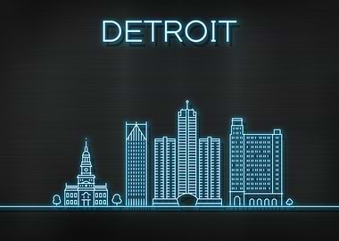 Detroit City Skyline