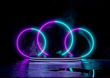 Modern podium with neon