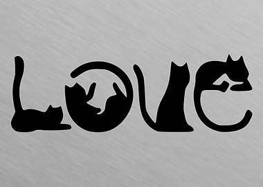 cat silhouette LOVE letter