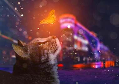 Kitty and butterfly