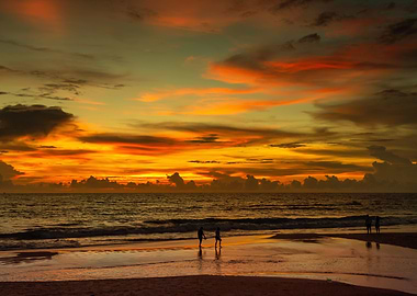 Sunset on the exotic beach