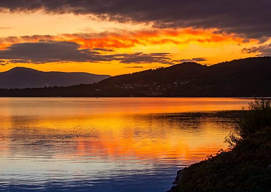 Autumn sunset, Polish lake