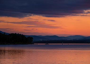 Holiday sunset in Greece