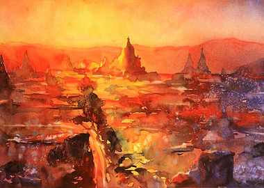 Pagan ruins Burma art