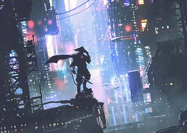 Cyberpunk Anime Samurai